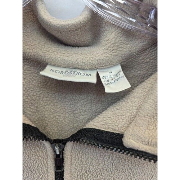 Vintage Nordstrom Fleece Quarter Zip Pullover Sweater SZ M Made In USA Tan - Picture 2 of 7